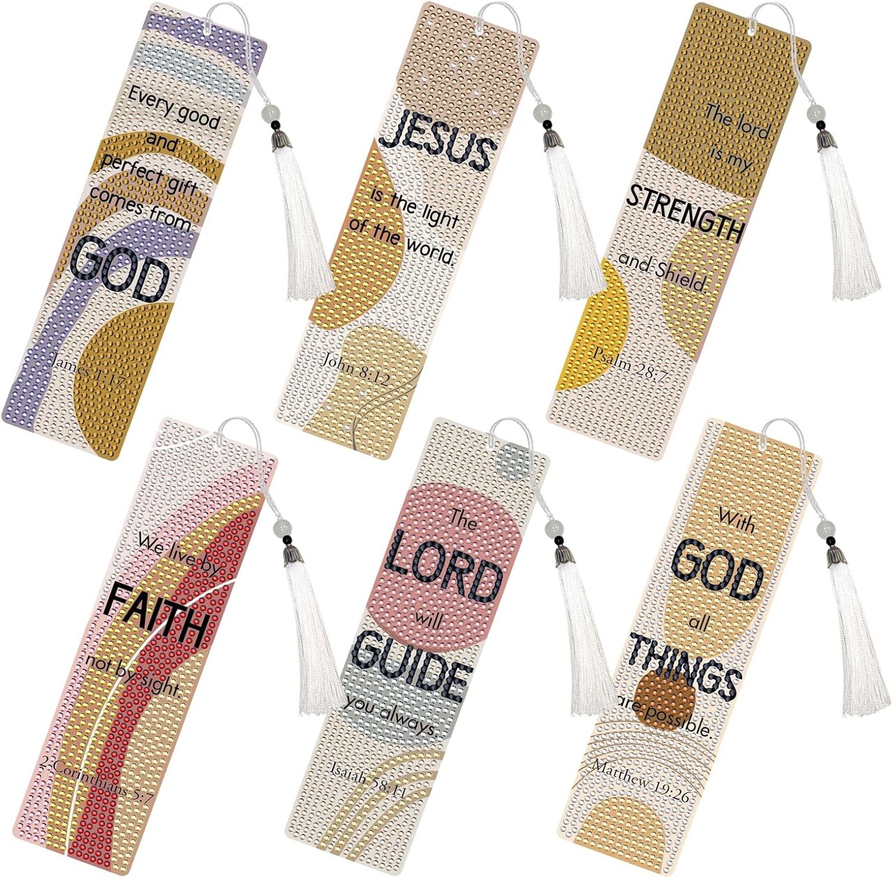Bible Verse Diamond Art Bookmarks – 6 PCS DIY Boho Diamond Painting Kits, Inspirational Christian Art Craft, Perfect Gift for Book Lovers, Adults & Beginners